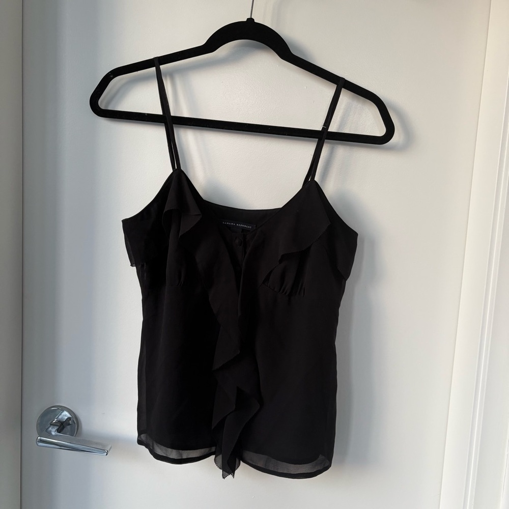 Banana Republic Black Ruffled Silk Camisole Size 2